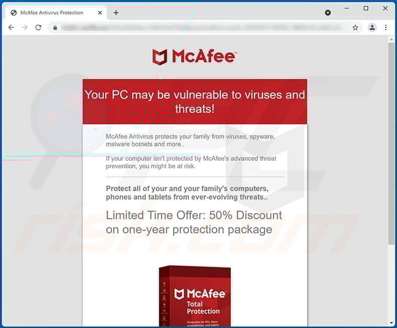 Your PC may be vulnerable to viruses and threats! pop-up scam (2022-05-23)