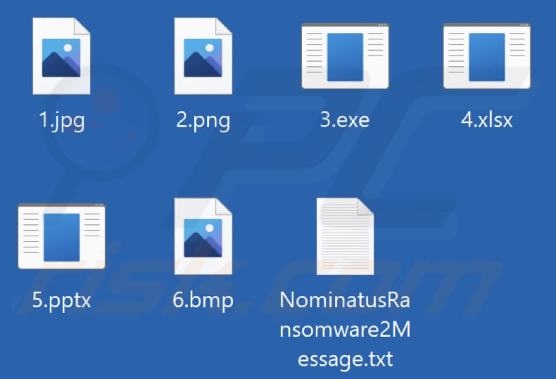 Files encrypted by Nominatus Ransomware 2 ransomware