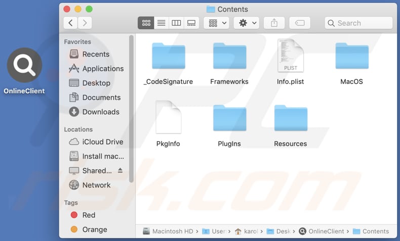 onlineclient adware contents folder
