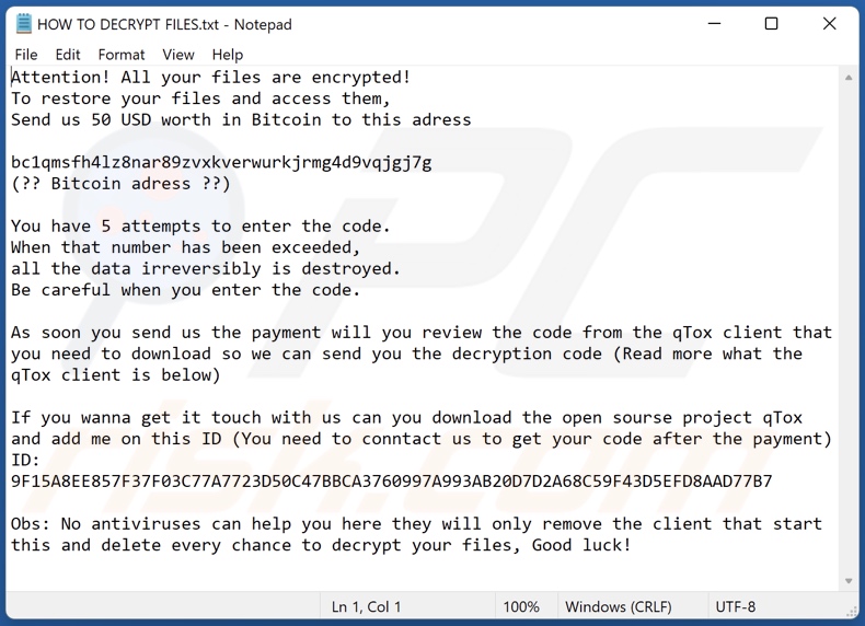 Pay ransomware text file (HOW TO DECRYPT FILES.txt)