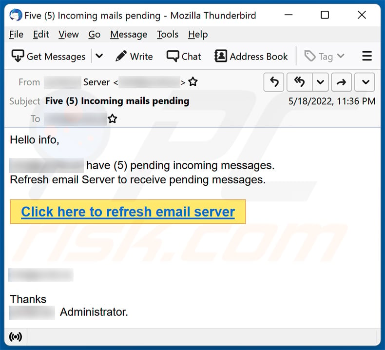 Pending incoming emails scam (2022-05-19)