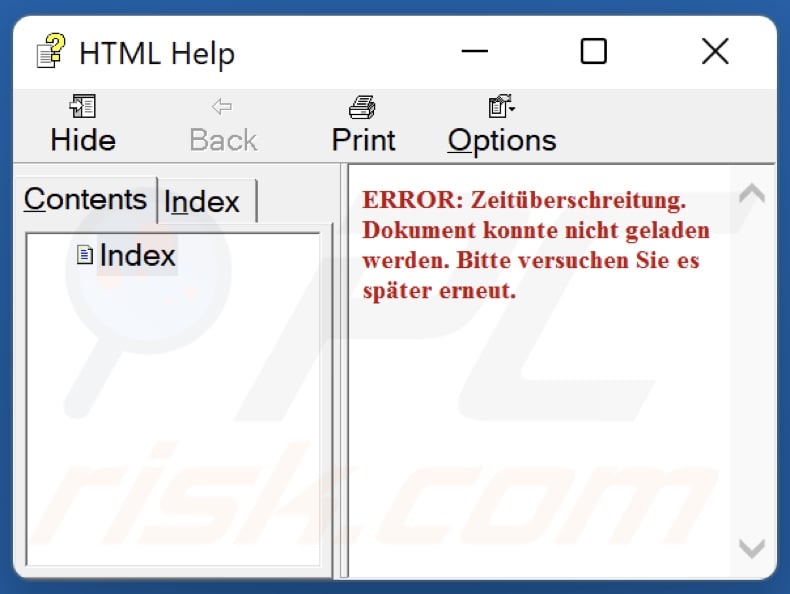 Fake error shown after opening the malicious file spreading PowerShell remote access trojan