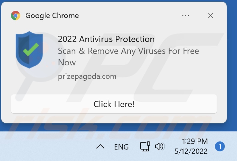 Advert delivered by prizepagoda[.]com site