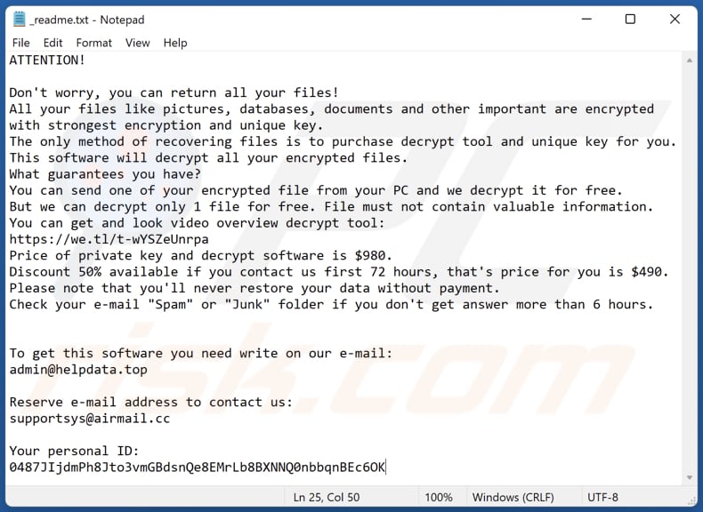 Qlln ransomware text file (_readme.txt)