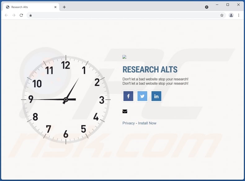 Website promoting Research Alts adware