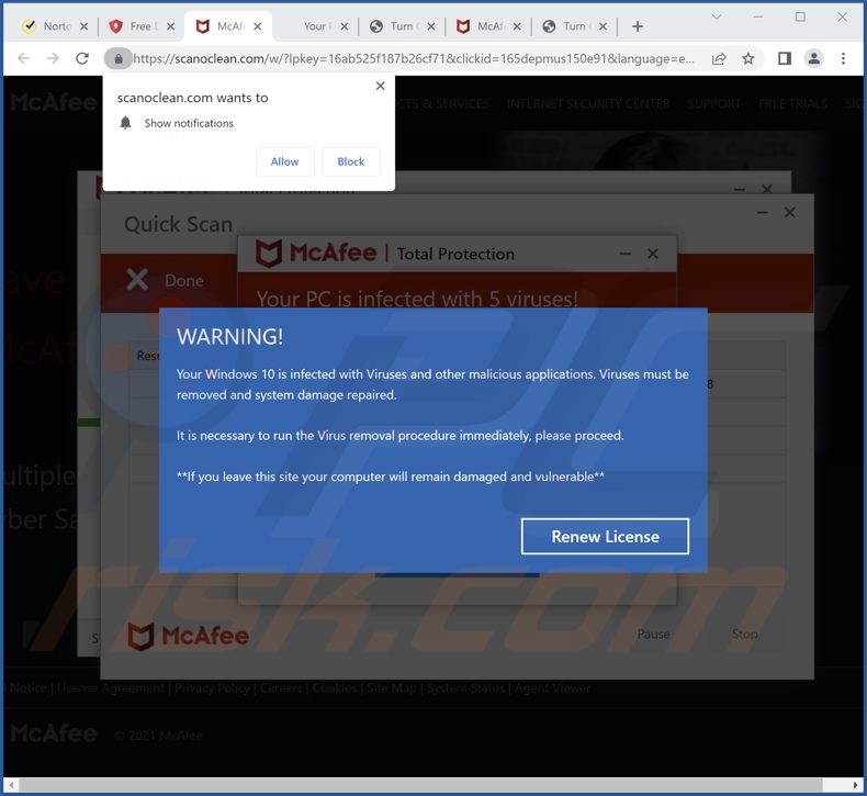 scanoclean[.]com pop-up redirects