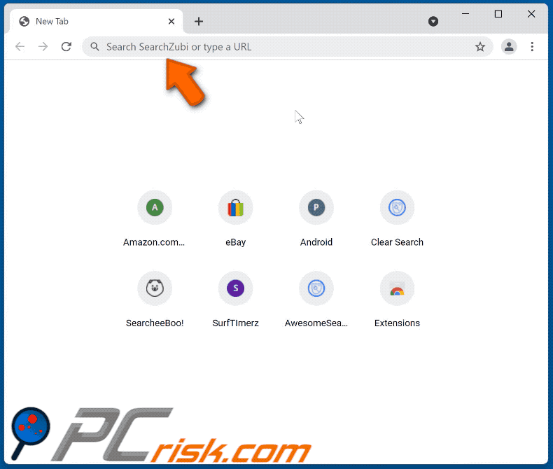 SearchZubi browser hijacker redirecting to Google (GIF)