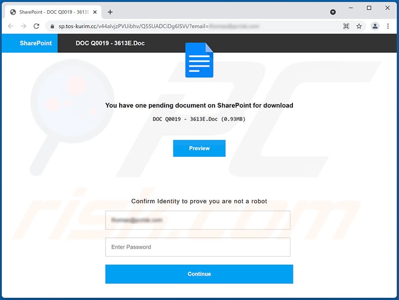 Phishing site promoted via SharePoint-themed spam email (2022-05-10)