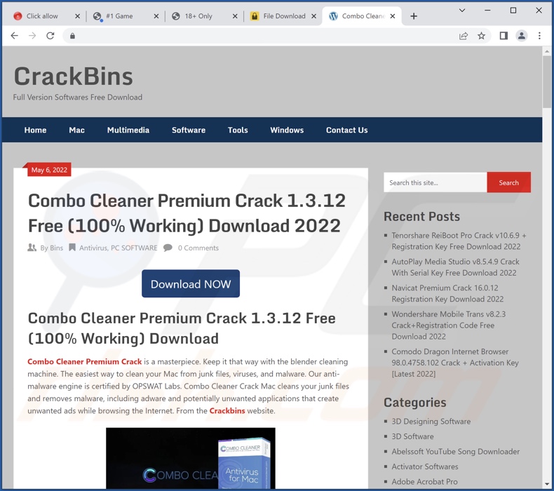 Fake cracked software download website promoting Strongix.exe malware