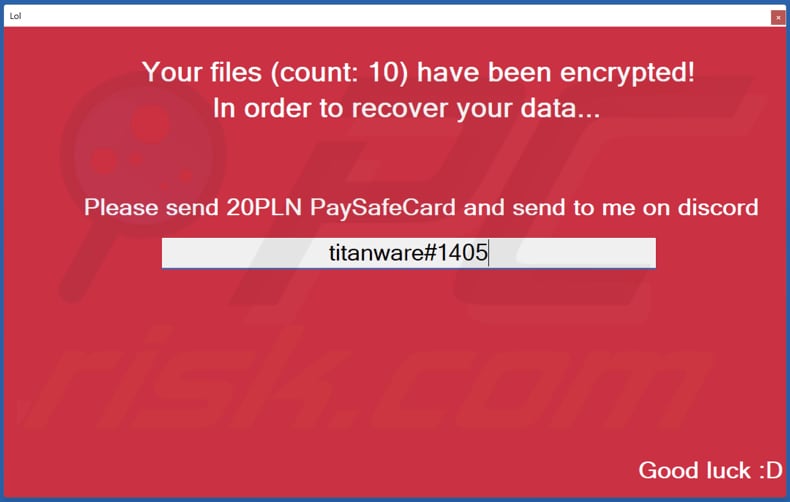 titancrypt ransomware ransom note pop-up window