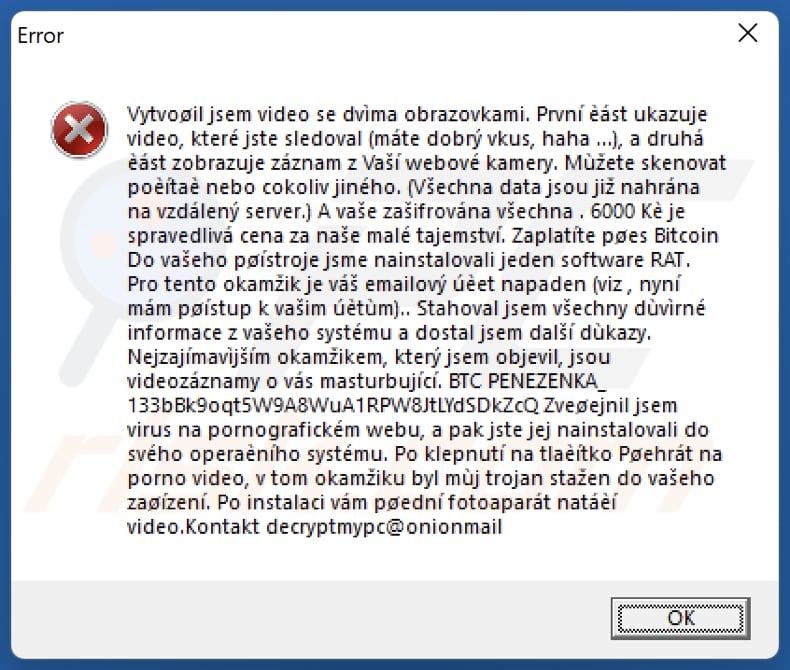 WanaCray2023+ ransomware ransom note error window