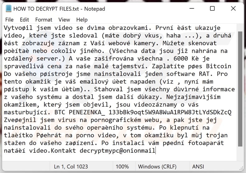 WanaCray2023+ ransomware ransom note (HOW TO DECRYPT FILES.txt)