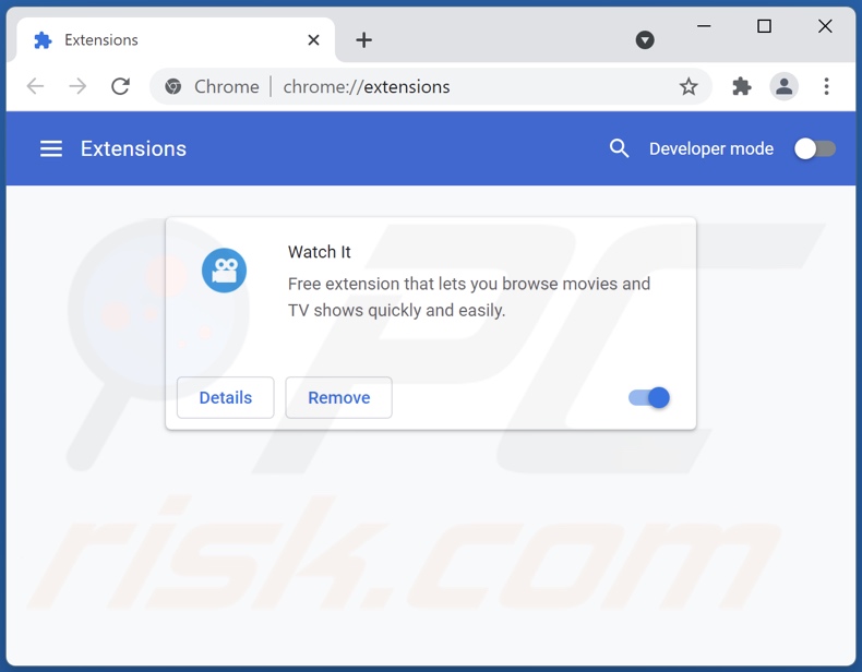 Removing Watch It ads from Google Chrome step 2