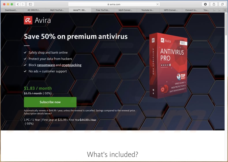 your system is infected with 3 viruses scam pop-up window avira fraudulently promoted by affiliates
