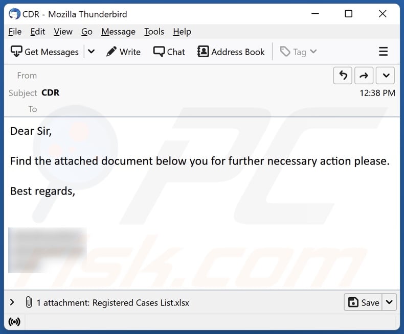 ZxxZ trojan spreading email 2