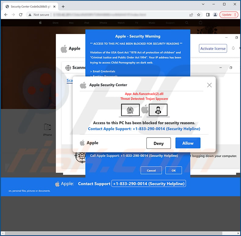 Access To This Pc Has Been Blocked For Security Reasons POP-UP Scam