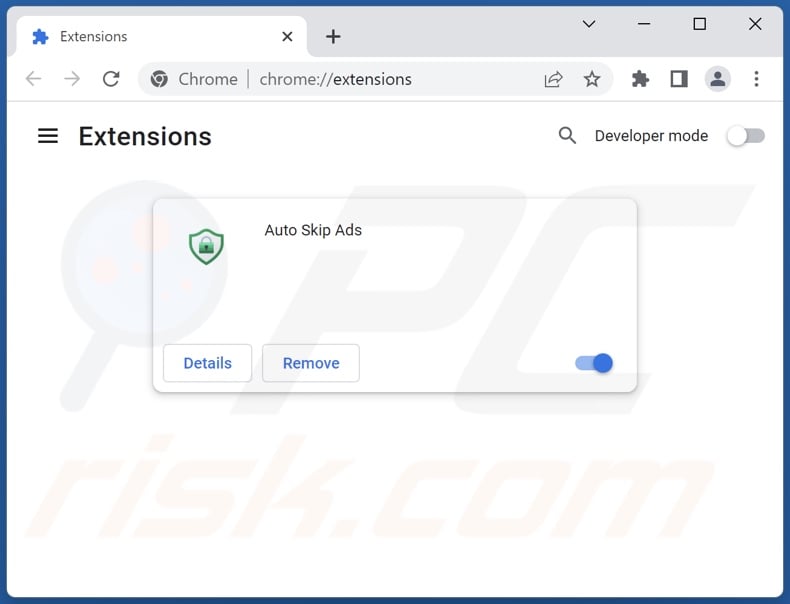 Removing Auto Skip Ads ads from Google Chrome step 2