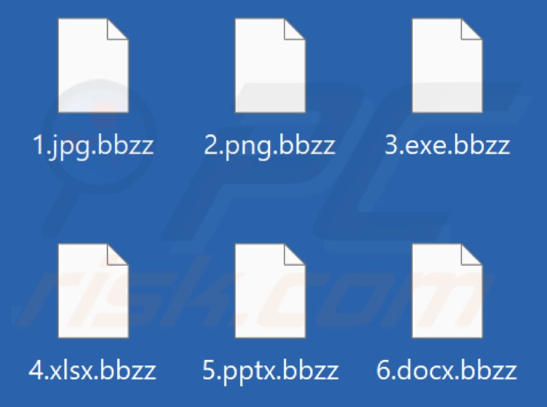 Files encrypted by Bbzz ransomware (.bbzz extension)