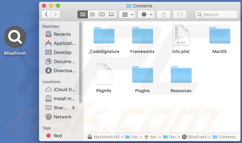 BlissFresh adware install folder