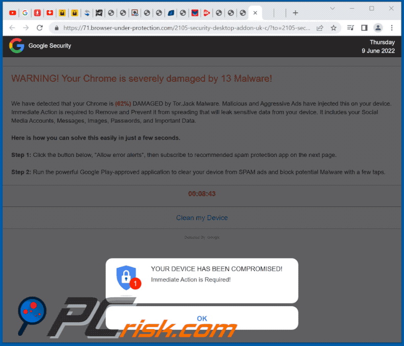 browser-under-protection[.]com website appearance (GIF)