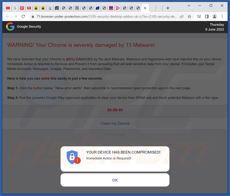 browser-under-protection[.]com pop-up redirects