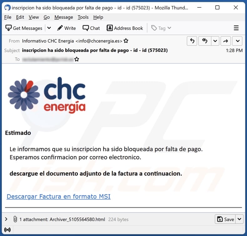 Chc Energy email spam campaign