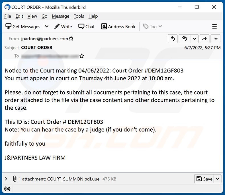 Court Order-themed spam email used to spread AsyncRAT (2022-06-06)
