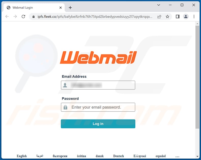Phishing site promoted via cPanel-themed spam email (2022-06-14)