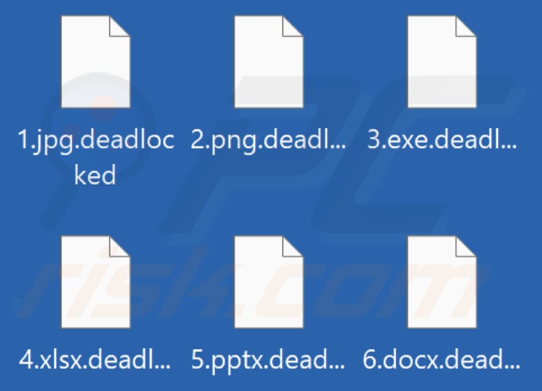 Files encrypted by DeadLocker ransomware (.deadlocked extension)