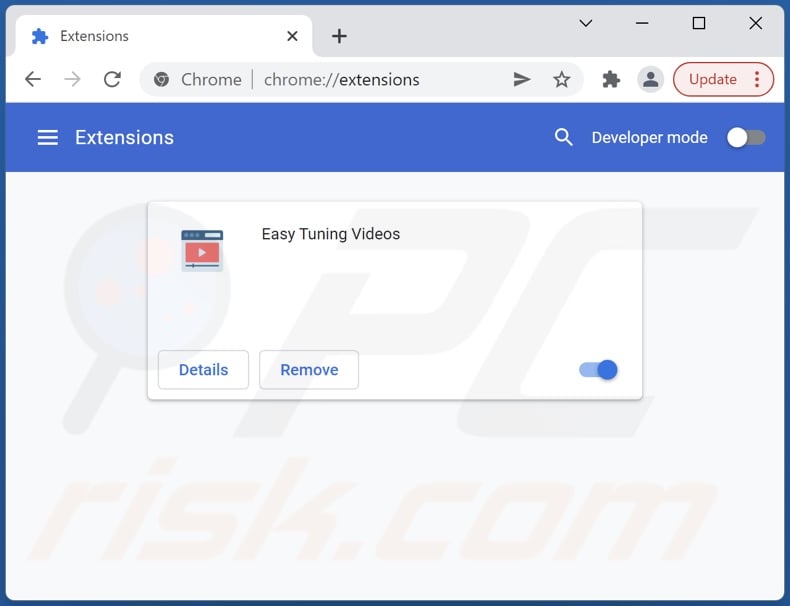 Removing Easy Tuning Videos ads from Google Chrome step 2