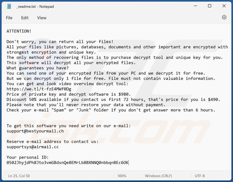 Efvc ransomware text file (_readme.txt)
