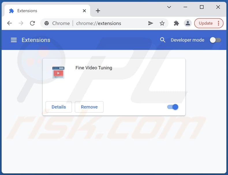 Removing Fine Video Tuning adware from Google Chrome step 2