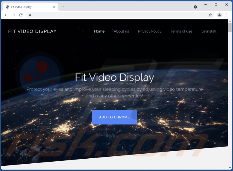 Website promoting Fit Video Display adware