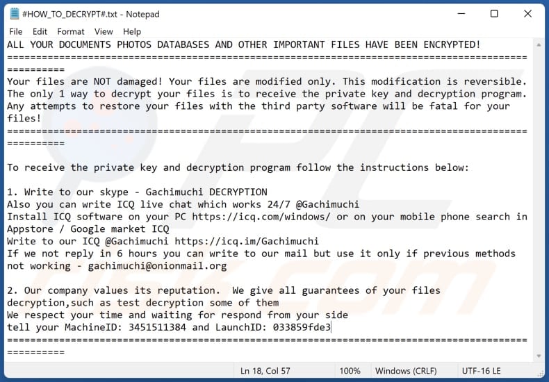 Gachimuchi ransomware text file (#HOW_TO_DECRYPT#.txt)