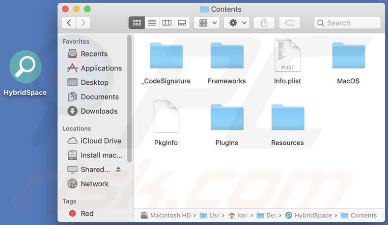 HybridSpace adware install folder