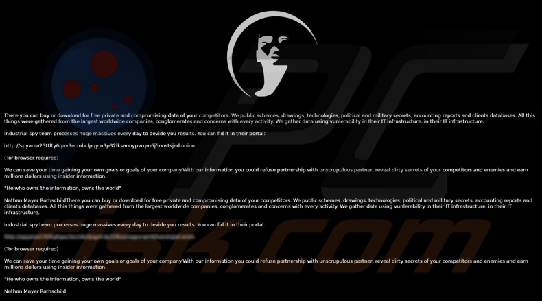 Industrial Spy ransomware wallpaper