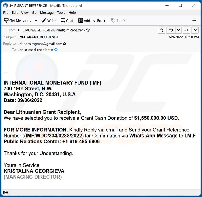 INTERNATIONAL MONETARY FUND (IMF) email scam (2022-06-13)