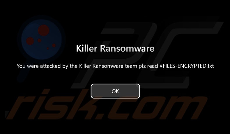 Killer ransomware shown message prior to the log-in screen