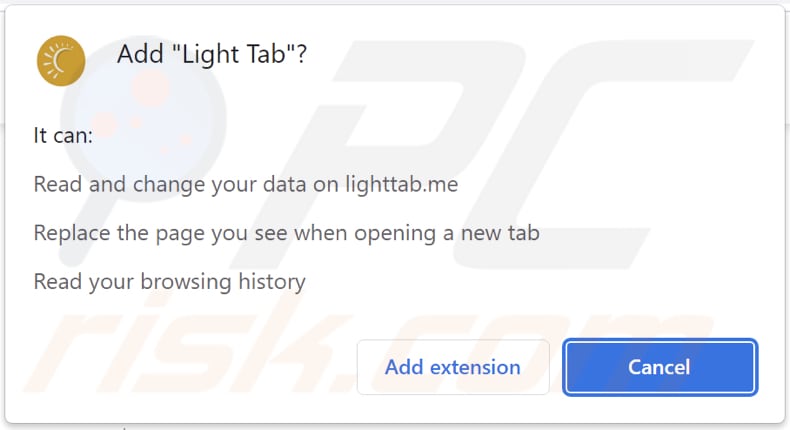 light tab browser hijacker browser notification