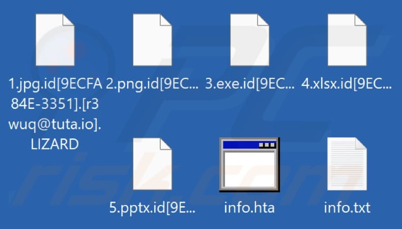 Files encrypted by LIZARD ransomware (.LIZARD extension)