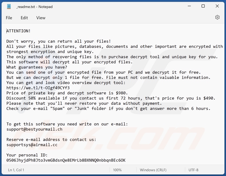 Llee ransomware text file (_readme.txt)