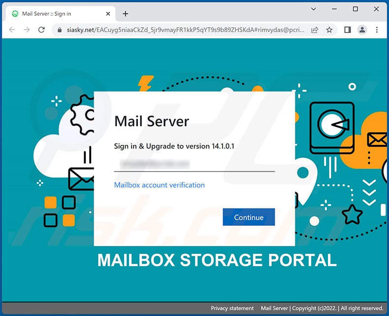 Phishing site promoted via Mail Quota-themed spam email (2022-06-29)
