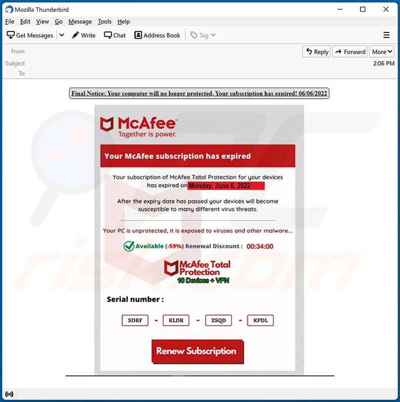 McAfee KB You Get Fake Emails From Scammers Posing As, 43 OFF