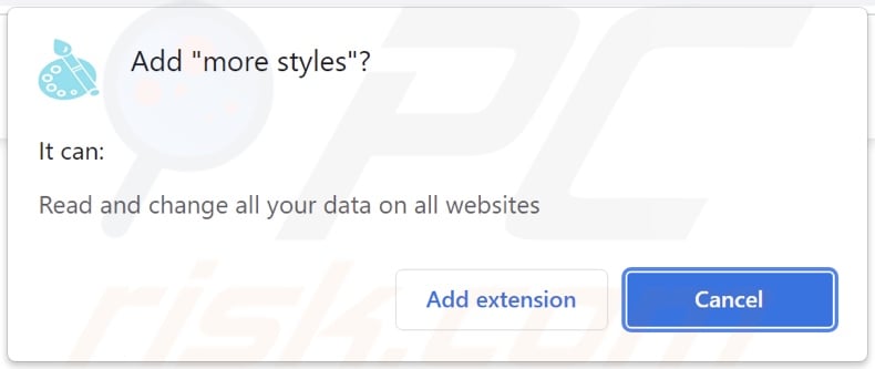 more styles adware asking for permissions