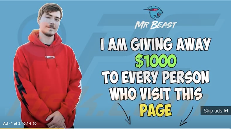 POP-UP da fraude Mr Beast Giveaway - Passos de remoção e