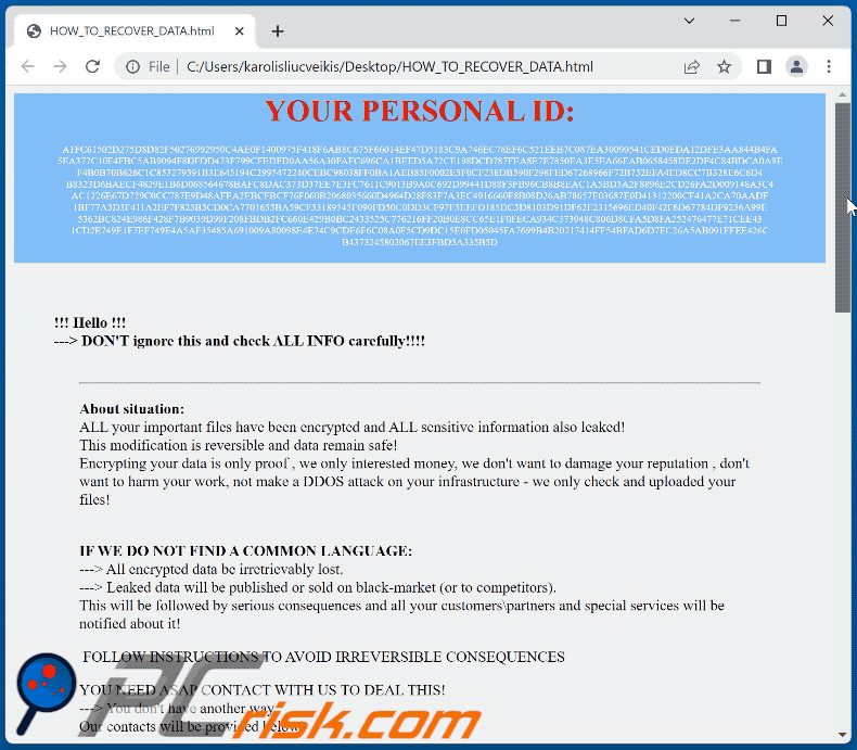 Newware ransomware ransom-demanding message (HOW_TO_RECOVER_DATA.html) GIF