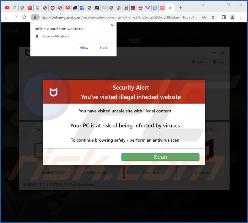 online-guard[.]com pop-up redirects