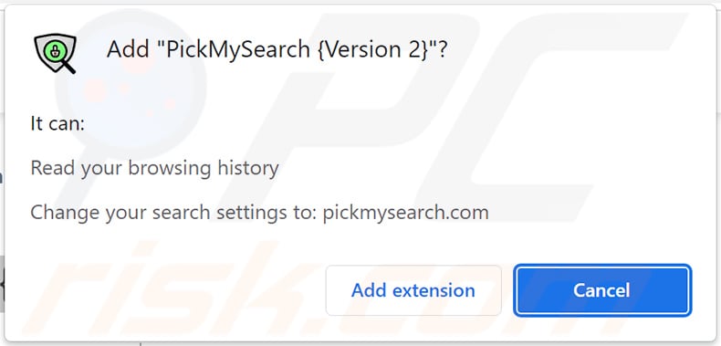 PickMySearch {Version 2} browser hijacker browser notification