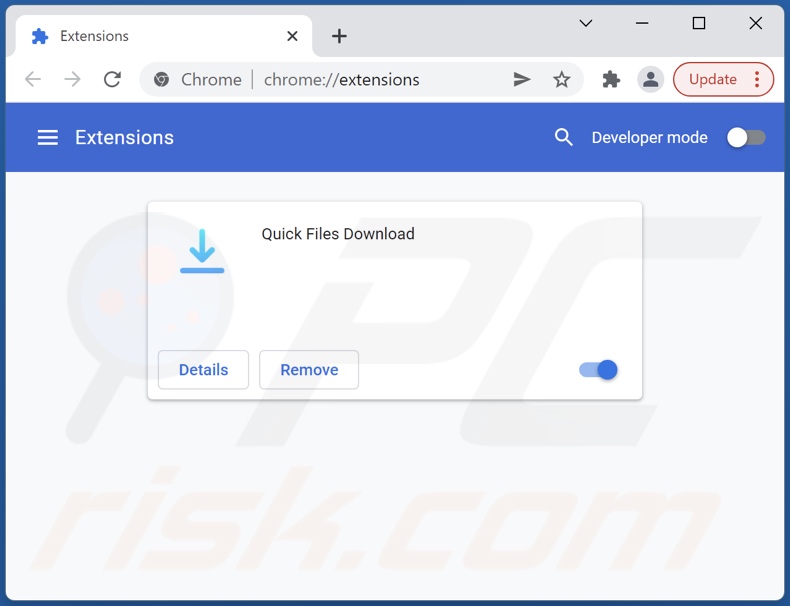 Removing Quick Files Download ads from Google Chrome step 2