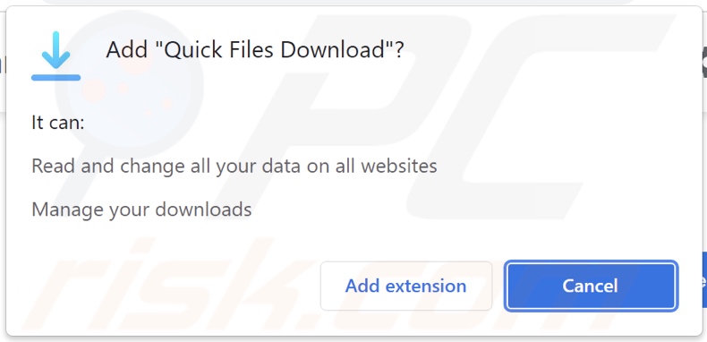 Quick Files Download adware asking for permissions